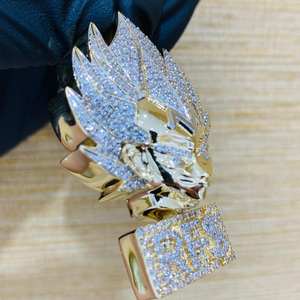 Colgante de Cruz para Hombre con Moissanita Redonda de 2 Quilates, Chapado en Oro Amarillo de 18K, Estilo Hip Hop, Certificado GRA, Regalo - Product Image 1