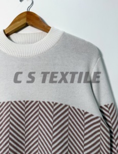 100% Fairtrade coton biologique pull d'hiver pour hommes élégant Anti-rides col rond écologique durable ODM approvisionnement géométrique - Product Image 2