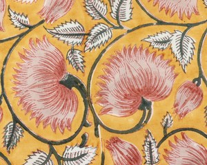 Ridhi 2025 servilletas impresas en bloque a mano nuevo cuadrado de tendencia floral indio hecho a mano en ámbar amarillo Rosa verde laurel - Product Image 4