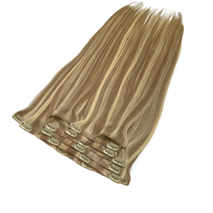 Vente en gros 24 Pouces Vierge Remy Piano Couleur 5Q 613 Clip sans couture dans les Extensions de Cheveux Humains Cheveux Raides Vietnamiens Bruts Wefted - Product Image 1