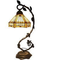 Lampe de table en métal décorative pour la maison en verre à fleurs roses Spécialement pour la chambre à coucher le salon le bureau Table décorative
