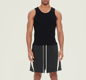 Débardeur de style américain avec côtes épaisses, ajusté, pour l'entraînement musculaire, sans manches, camisole, débardeur pour homme - Product Image 2