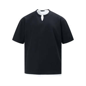 GAF High Quality 220gsm 100% Cotton Blank Crewneck Black Streetwear Hommes Oversized Custom Print T Shirts - Product Image 1
