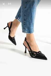 Zapatos de tacón alto para mujer de charol negro detallado con hebilla de doble correa 36-40 Made in Turkiye - Product Image 2