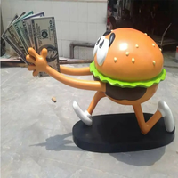 Décoration de restaurant en plein air personnalisée Statue en résine Hamburger de grande taille Sculpture en fibre de verre