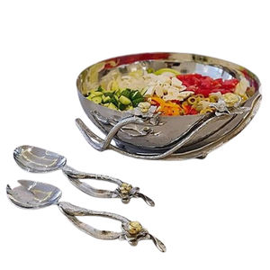 Soporte de aluminio Material de vidrio Diseño de forma de hoja de flor Tazón chapado en oro Tazón de comida de alta calidad para servir aperitivos - Product Image 6