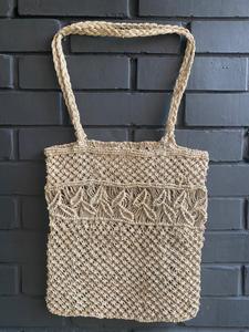 Cotton Macrame Handled <b>Bag</b> with Houndstooth Pattern Customizable Color & Design <b>Medium</b> Size - Product Image 6
