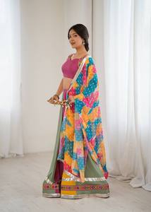 LANCEMENT DU NOUVEAU FESTIVE WEAR LEHENGA CHOLI AVEC TISSU DUPATTA RAYON LOURDE AVEC FIL GAMTHI TRAVAIL AVEC VRAI MIROIR - Product Image 2