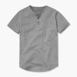 Top Selling Buttery Soft 62% Polyester 33% Cotton 5% Fit Henley <b>Curve</b>-<b>Hem</b> <b>Shirt</b> - Product Image 1