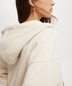 Nueva moda invierno 500 Gsm Zip recortada sudaderas con capucha para mujer sudadera pesada ajuste holgado cómodo señoras bordado 3D - Product Image 3