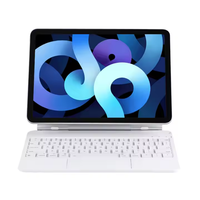 Keyboard Ajaib untuk iPad S7/S8/S9 10.9 Inci, Sarung Keyboard Kulit Magnetik dengan Multi-Touchpad dan Lampu Latar