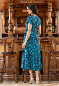 100% robe d'été en rayonne écologique sérigraphiée à fleurs avec des motifs ethniques fabriqués à la main respirant tenue décontractée quotidienne - Product Image 4