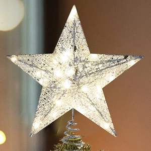 Tela Santa Clause Electric Metal Glittery Star para decoraciones navideñas bellamente elaborada de la India pieza auténtica - Product Image 4
