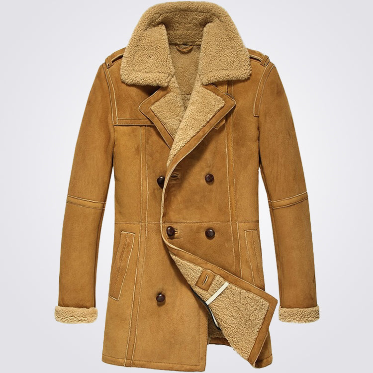 Achetez le meilleur manteau de pois en peau de mouton en peau de mouton d'hiver en faux hommes de style de haute qualité manteaux en cuir PU de taille supérieure