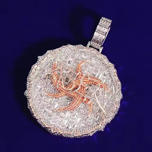 Collier pendentif en diamant Moissanite entièrement glacé de luxe D VVS clouté en argent Sterling Style Hip Hop pendentifs fins breloques - Product Image 3