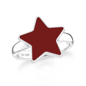 แหวนหมั้นแบบคลาสสิกสีเงินสเตอริง925การตั้งค่าฝาโกเมนพลอยรูปดาวแผ่นธรรมชาติทันสมัยแฟนซี - Product Image 1