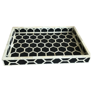 Bandeja de Madera con Incrustaciones de Hueso Natural |   Bandeja Decorativa Hecha a Mano |   Apto para microondas, ligero |   Boda de Ramadán con Tamaño Personalizado - Product Image 1