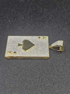 Colgante de Moissanita As de Espadas con Diamante Redondo de Plata 925 Bañada en Oro para Fiesta, Joyería Fina, Colgantes y Dijes - Product Image 4