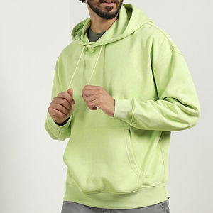 Haute qualité Streetwear sweats à capuche hommes 450GSM 100% coton sweat à capuche surdimensionné homme décontracté blanc coupe ample couleur unie à capuche pour homme - Product Image 4