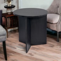 Table basse d'appoint de luxe en bois massif noir, finition poudrée, personnalisable, pour salon, mobilier durable, vente en gros