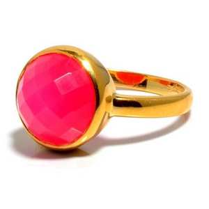 Nouvelle Arrivée Bagues De Fiançailles Plaqué Or Femmes Fuchsia Calcédoine Bagues Calcédoine Gemme Bague Plaqué Or - Product Image 1