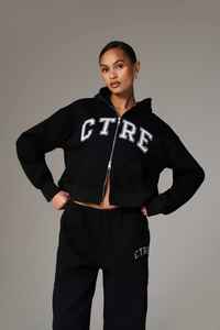 Haute demande personnalisé noir femmes recadrée fermeture éclair à capuche anti-rides et respirant sweats à capuche pour femme entraînement sweat à capuche zippé - Product Image 4