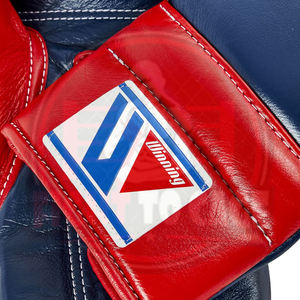 Gants de boxe en cuir de conception OEM à lacets, prix de gros, couleur rouge marine, amortissants, légers, durables, pour la lutte - Product Image 3