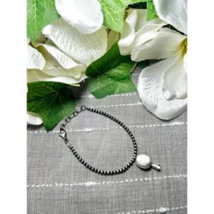 George Rios White Buffalo & Sterling <b>Silver</b> Beaded <b>Bracelet</b> Elegant <b>Bangles</b> - Product Image 2