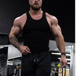 Camiseta sin Mangas Ajustada de Algodón y Elastano de Alta Calidad, Camiseta Personalizada Elástica para Hombre - Product Image 6