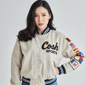 Streetwear Mode Coton Remplissage Chenille Broderie Shell Letterman Veste Manches En Cuir Personnalisé Haute Qualité Varsity Veste - Product Image 4