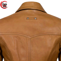 Kadın Taba Deri Blazer Tam Kol Çentikli Yaka Tek Göğüslü Düz Renk Sonbahar Giyimi