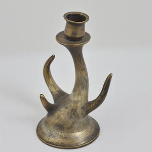 intage Aluminium Casted <b>Reindeer</b> Horn Candle Holder With Rustic Hammered Patina Artisan Craft Designed For Decorative - Product Image 6
