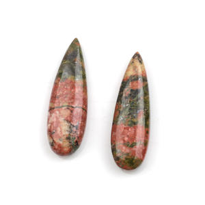 ต่างหูควอตซ์ธรรมชาติแบบใหม่ งานขัดเงาอย่างดี รูปทรงลูกแพร์ เรียบเนียน หินควอตซ์สตรอเบอร์รี่สีชมพู - Product Image 1