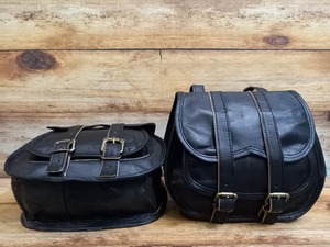 Alforjas de cuero genuino para motocicleta de estilo Vintage, 2 uds., alforjas con patrón de caramelo, equipaje de viaje y bolsa de noche, uso a la moda - Product Image 3