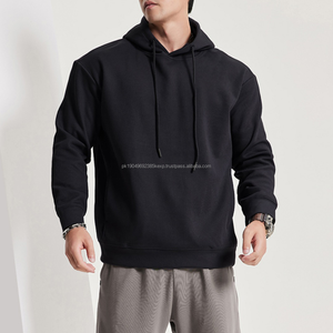 Sweat-shirt à capuche uni de haute qualité, personnalisé avec logo, 330 g/m², 100 % coton, poids lourd, taille plus, sweat-shirt décontracté pour hommes - Product Image 4