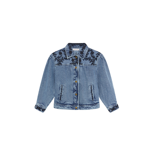 Chaqueta Wesley en Mezclilla Azul Desgastado Estilo Western de Corte Holgado - Product Image 4