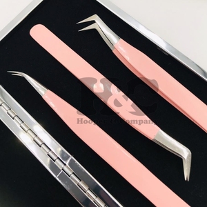 แหนบสำหรับต่อขนตาแบบใหม่คีมคีบสำหรับต่อขนตาที่ต่อขนตาที่หนีบสแตนเลสโลโก้ขนมิงค์แบบยั่งยืนกระจกปลายแหลม - Product Image 3