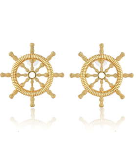 Trendy Silver <b>Ship's</b> <b>Wheel</b> Earrings 1"wide .925 Sterling Diamond Cut Finish Dangle Wire Quality Best Nautical <b>Ship</b> - Product Image 1