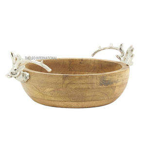 Bol de service fantaisie décoratif de qualité supérieure avec base en métal plaqué or Bol rond sans fruits et noix - Product Image 3