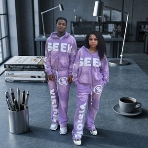 Conjunto Deportivo Morado Seek See, Sudadera con Capucha de Corte Regular, Ropa Urbana Unisex para Adultos, Estampado por Sublimación, Talla Grande - Product Image 4