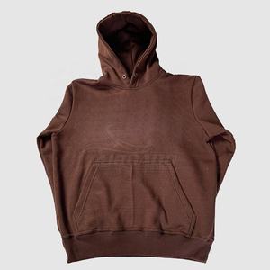 Sweat à capuche élégant grande taille en coton mélangé à impression bouffante Pull XL à la mode avec col à capuche - Product Image 1