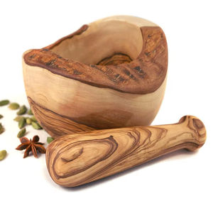 ครกไม้ธรรมชาติและสากปราศจากสารเคมีและเหมาะสำหรับการเตรียมเครื่องเทศที่บริสุทธิ์และสดใหม่ - Product Image 1