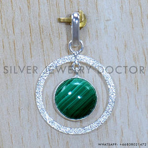 Colgante de Plata de Ley 925 con Gema de Malaquita, Elegante Accesorio de Joyería Fina para Colecciones al por Mayor - Product Image 2