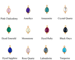 Pierres précieuses naturelles en Labradorite taille 10x8mm en forme de poire facetté en Vermeil d'or 925 en argent Sterling, ensemble de lunette fantaisie, pendentif breloques - Product Image 5