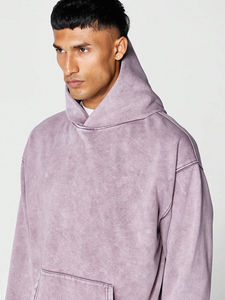 <b>Trendy</b> Men's Distressed Washed Winter Comfort Pullover <b>Hoodie</b> Customized With Stylish Hood Collar and Digital Printing Fleece - Product Image 6
