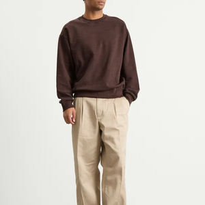 Sweat-shirt à col rond marron pour homme, en coton doux, manches longues, vêtements de sport décontractés, sweat-shirt en tissu doux, vêtements de détente pour tous les jours - Product Image 4