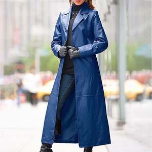 Customized Breathable High Quality Good Quality Coat <b>Long</b> Coat Winter Wear Black Lambskin Leather <b>Jacket</b> for Women 2023 - Product Image 2