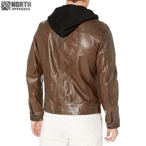 Usine directe hommes en cuir véritable Bomber veste Camouflage Moto Biker Style imperméable coupe-vent fermeture à glissière hiver - Product Image 4