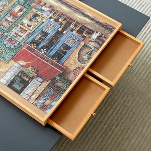 Bảng với 6 ngăn kéo Bìa dành cho người lớn Bảng di động 34 "x 26" lười biếng xoay sử dụng lưu trữ phân loại có thể giữ 1500 miếng câu đố bằng gỗ - Product Image 4