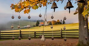 Campanas colgantes elegantes hechas a mano con forma de racimo dorado, campanas de viento para balcón interior y exterior y decoración de boda, adornos de jardín - Product Image 3